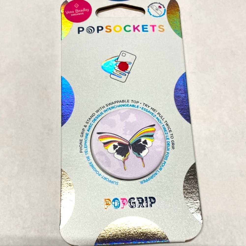 Vera Bradley Pop Socket  Lavender Butterflies Pattern